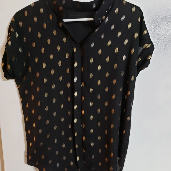 black and gold polka dot blouse